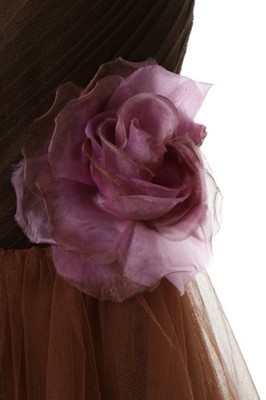 Lot 233 - An Yves Saint Laurent couture brown tulle...