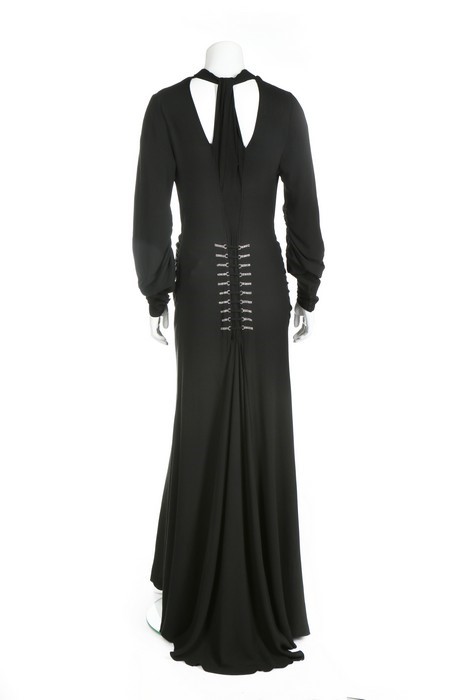 Lot 73 - A Lucien Lelong couture black silk crêpe