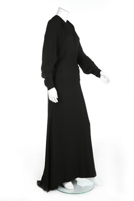 Lot 73 - A Lucien Lelong couture black silk crêpe...