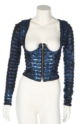 Lot 246 - A Vivienne Westwood metallic blue ribbed...