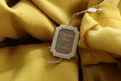 Lot 100 - A fine Christian Dior beaded slubbed yellow...