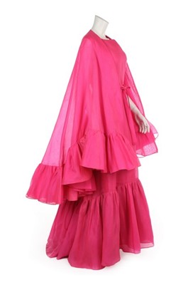 Lot 94 - A Balenciaga couture shocking pink slubbed...