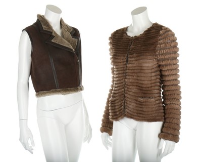 Lot 46 - A group of leather and fur designer clothing,...