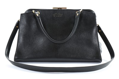 Lot 58 - A Smythson black leather bag, with three...
