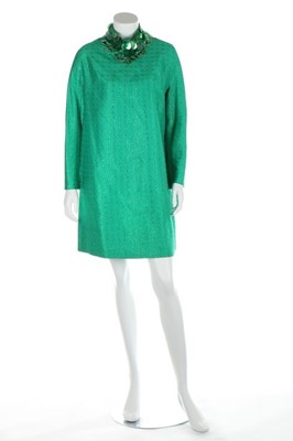 Lot 72 - A Christian Dior green brocade mini dress,...