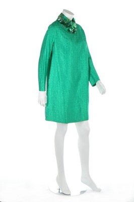 Lot 72 - A Christian Dior green brocade mini dress,...
