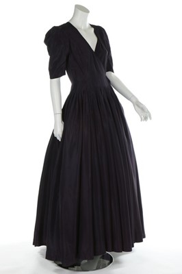 Lot 73 - A Lanvin midnight blue rayon evening gown,...