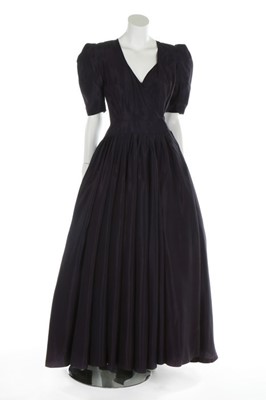 Lot 73 - A Lanvin midnight blue rayon evening gown,...
