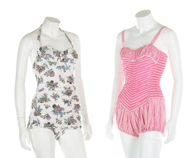 Lot 78 - Six 1950s printed cotton swimsuits, including...