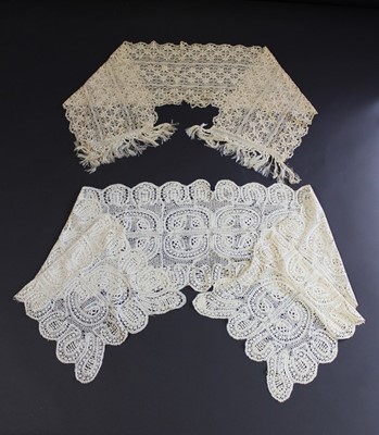 Lot 409 - A good group of Maltese silk bobbin lace,...