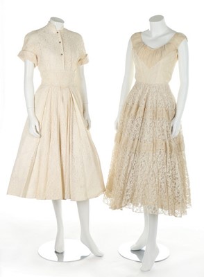Lot 82 - A group of bridalwear, 1930s to 50s,...