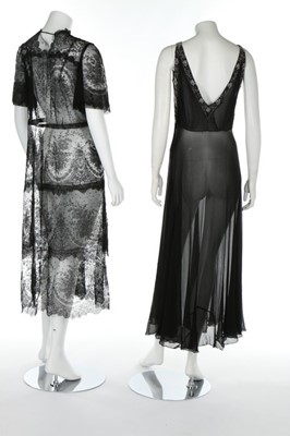 Lot 122 - 1920s-30s eveningwear, comprising a black...