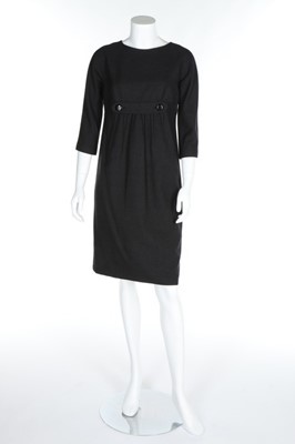 Lot 129 - A Galanos steel-grey wool dress, circa 1960,...