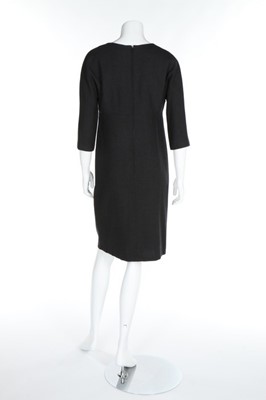 Lot 129 - A Galanos steel-grey wool dress, circa 1960,...