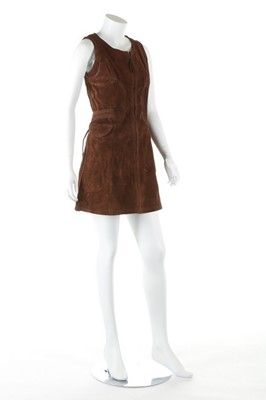 Lot 158 - A Jean Muir brown suede mini dress, mid 1960s,...