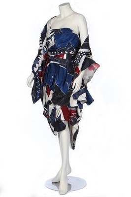 Lot 326 - A Christian Lacroix tribal printed silk dress,...