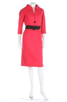 Lot 180 - A Christian Dior London hot pink wool dress,...
