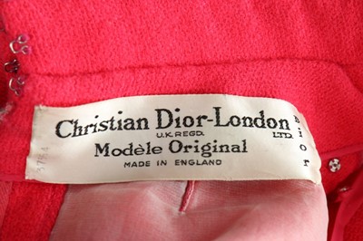 Lot 180 - A Christian Dior London hot pink wool dress,...