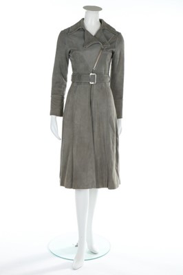 Lot 218 - An Ossie Clark grey suede coat, late 1960s,...