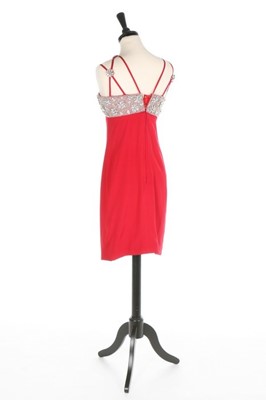 Lot 236 - A James Galanos red silk crepe and rhinestone...