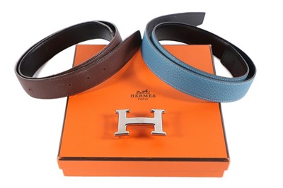 Lot 152 - Two Hermès reversible leather belts, modern,...