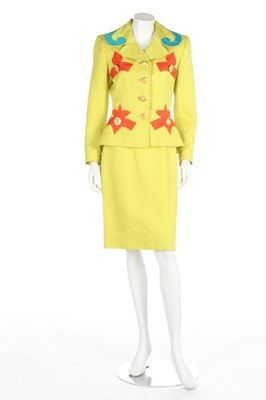 Lot 270 - A Christian Lacroix chartreuse skirt-suit,...