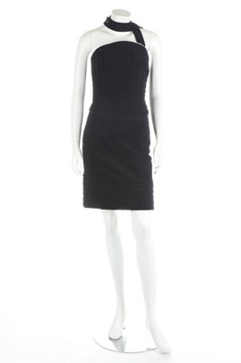 Lot 294 - A Chanel navy suedette ensemble, 2000, the...