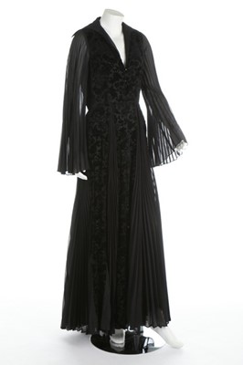 Lot 295 - A Thea Porter black devoré velvet and pleated...