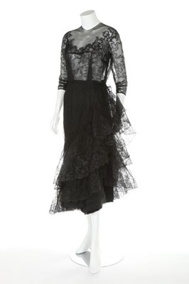 Lot 298 - A Nina Ricci Couture black Chantilly lace...