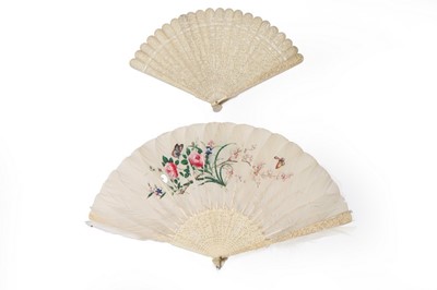 Lot 62 - Two carved ivory fans, Chinese for the...