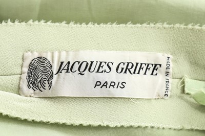 Lot 36 - A Jacques Griffe couture pale green crpe...
