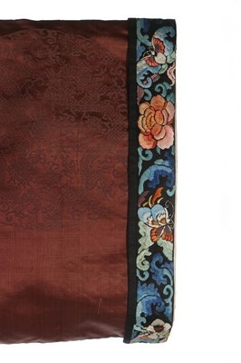 Lot 423 - A brown damask satin informal robe, chang-fu,...
