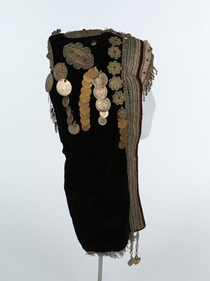 Lot 373 - A woman's black velvet hood (Gargush), Sana'a,...