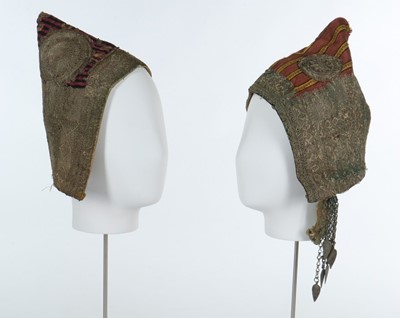 Lot 373 - A woman's black velvet hood (Gargush), Sana'a,...