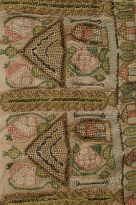 Lot 388 - An embroidered pale yellow silk shawl,...
