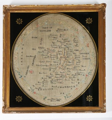 Lot 349 - An embroidered map sampler by Anna Maria...