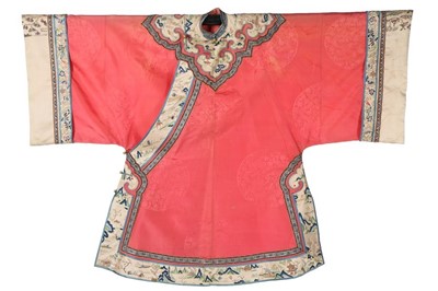 Lot 487 - A pink damask silk informal robe, chang-fu,...