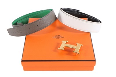 Lot 153 - Two Hermès reversible leather belts, modern,...