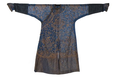 Lot 490 - An embroidered blue silk gauze dragon robe,...