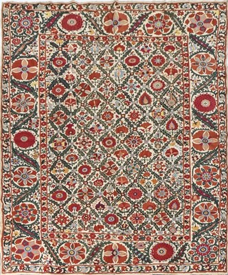 Lot 365 - A fine embroidered suzani, Bokharan, second...