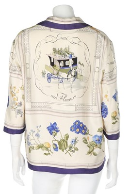 Lot 3 - An Hermès printed silk blouse, the 'Quai aux...