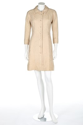 Lot 4 - A Balenciaga couture beige brocatelle tunic...