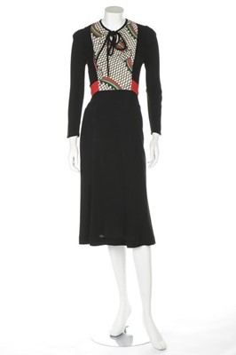 Lot 18 - A Radley black moss crepe dress, 1970s,...