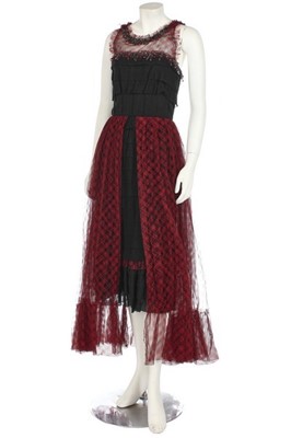 Lot 208 - A Chanel tartan tulle and cotton-jersey dress,...