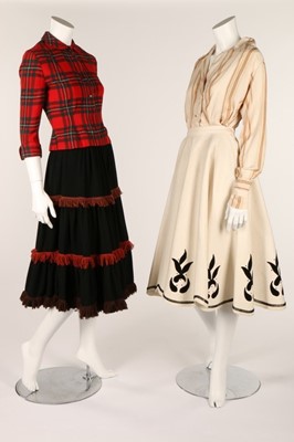 Lot 86 - A group of 1950s day wear, comprising a white...