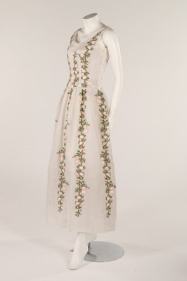 Lot 93 - A white organza dress embroidered with wild...