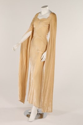 Lot 95 - A velvet bias-cut bridal gown, 1930s, with...