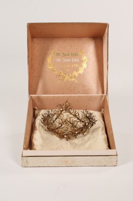 Lot 100 - A bridal headress, Italian, 1843, of orange...