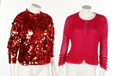 Lot 125 - Five sparkly cocktail tops and jackets, 1960s,...