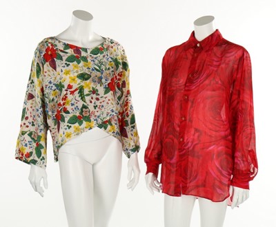 Lot 149 - A group of designer print blouses, 1970s-80s,...